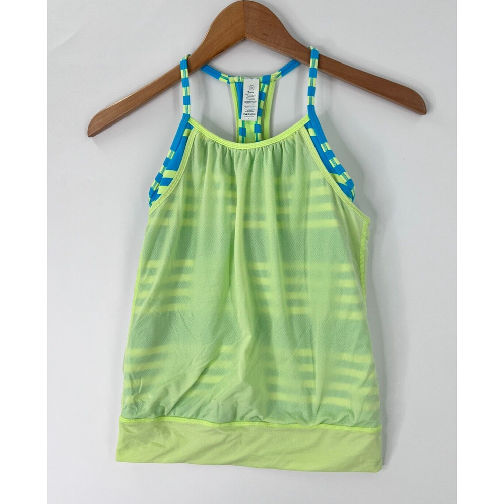 Ivivva Lululemon Double Dutch Tank Top Green Blue Racerback Youth Girls Size 10